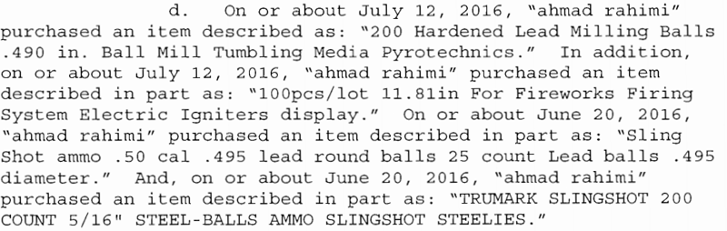 Online purchases listed in the complaint.